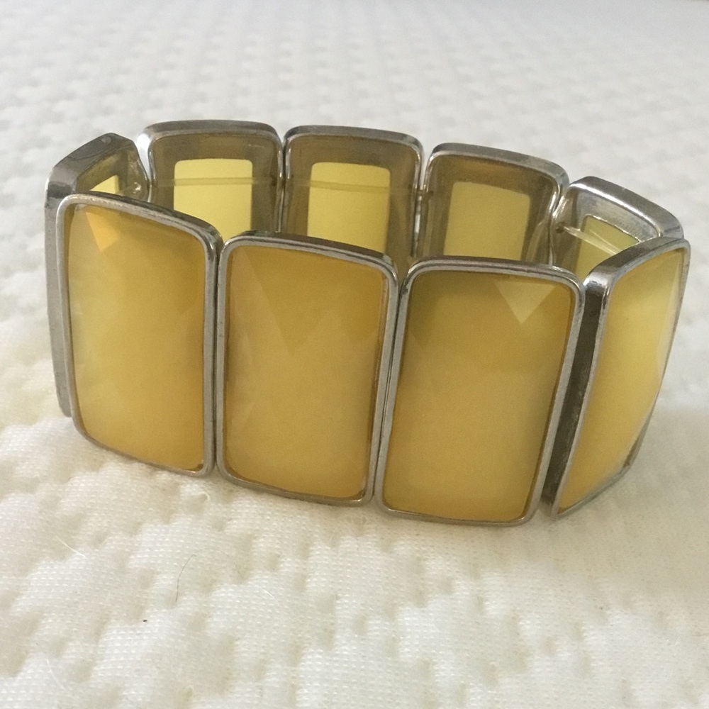 Vintage Yellow and Silver Stretchy Bracelet - Picture 8 of 12